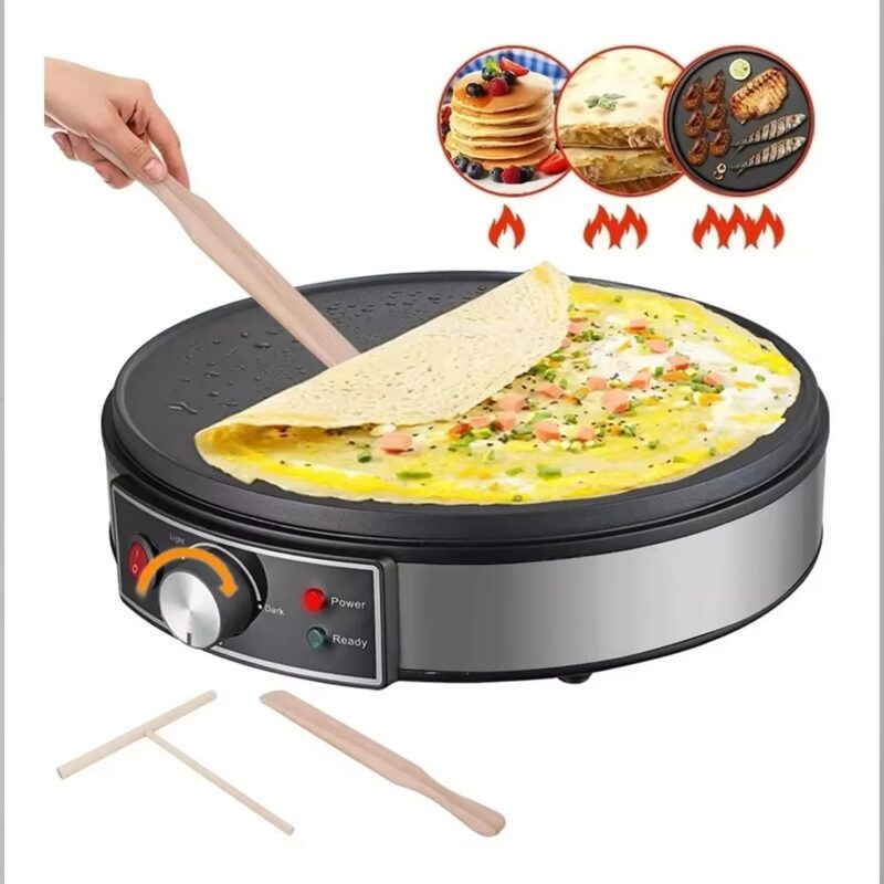 Mesin Pembuat Crepe Elektrik Mesin Pancake Dengan Wajan Anti Lengket Pengoles Adonan Pembuat Crepe 1000W Peralatan Memasak Dapur