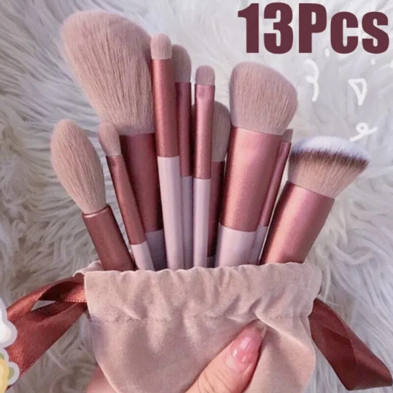 13 PCS Makeup Brushes Set Eye Shadow Foundation Women Cosmetic Brush Eyeshadow Blush Beauty Soft Make Up Tools Bag
