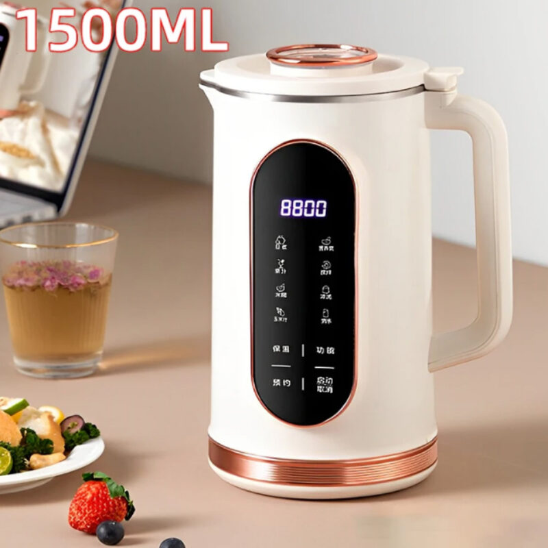 Mesin Susu Kedelai 1500ml Juicer Listrik Blender Mixer Pembuat Susu Kedelai Mesin Pemecah Dinding Mesin Sarapan 10-daun